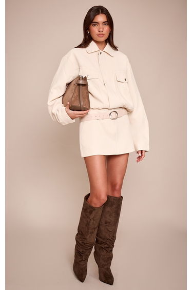 Cream Tailored Woven Oversized Seam Detail Jacket