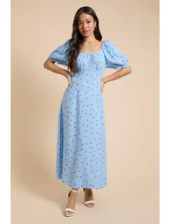 Petite Ruched Scoop Neck Midi Dress