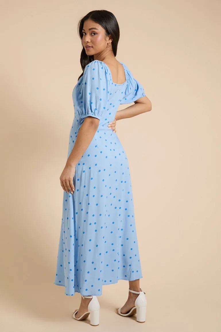 Petite Ruched Scoop Neck Midi Dress - 2