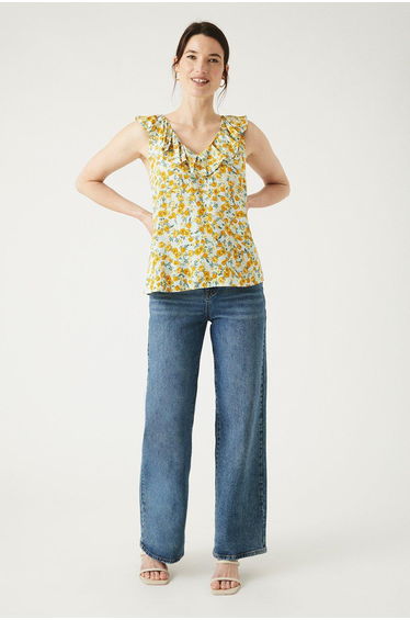 Ruffle Neck Blouse - blue