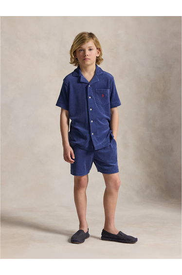 Ralph Lauren Boys Cotton Terry Knit Shirt in Navy