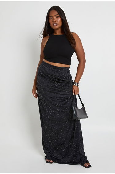 Plus Hot Fix Maxi Skirt - black