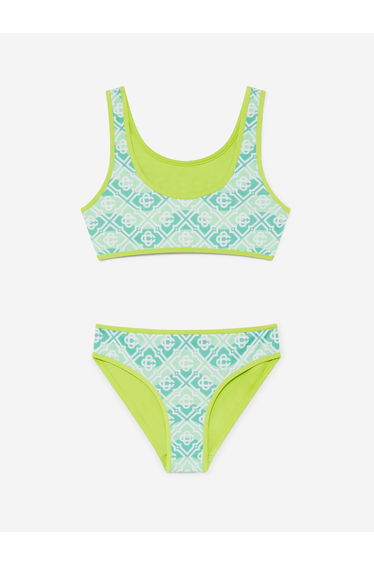 Casablanca Girls Wavy Monogram Bikini in Green