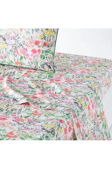 شرشف سرير قطن بطبعة أزهار