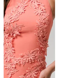 Just Like Magic | Coral High-Neck Embellished Maxi Dress - 5