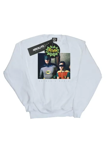 DC Comics Boys Batman TV Series Dynamic Duo Photograph Sweatshirt - White