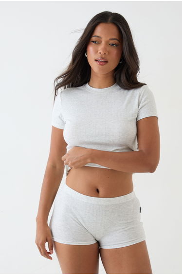 DSGN Studio Pointelle Mini Short - ash grey