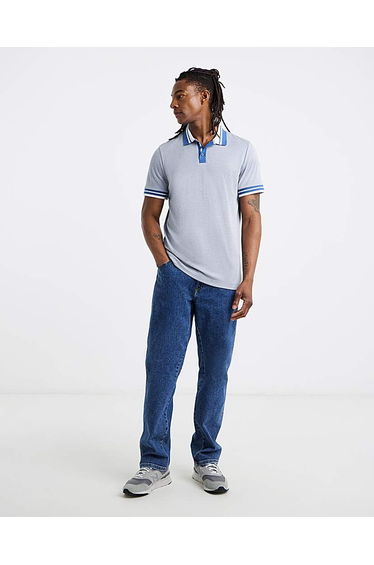 Tipped Jacquard Pique Polo Shirt Long