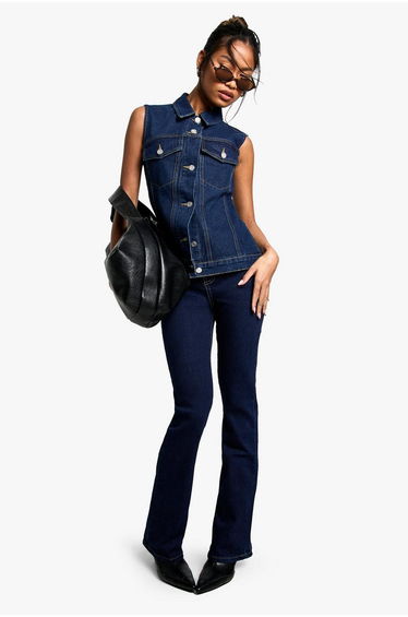 Pocket Detail Denim Waistcoat - indigo