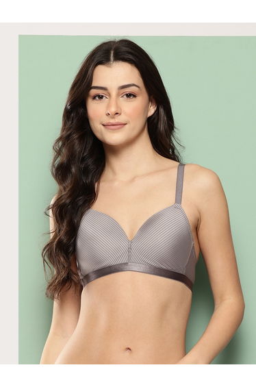 Grey Lightly Padded Non Wired T-Shirt Bra
