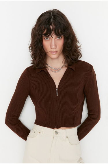 Cardigan - Brown - Slim fit