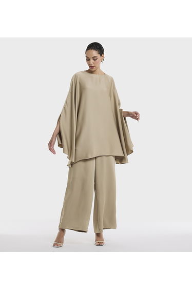 BCBG DREAPED SATIN BLOUSE WITH BELT
