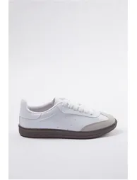White Retro Lace-Up Women's Sneakers - 5