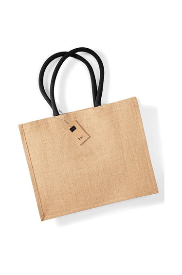 Westford Mill Classic Jute Shopper Bag (21 Litres) - Natural/Black