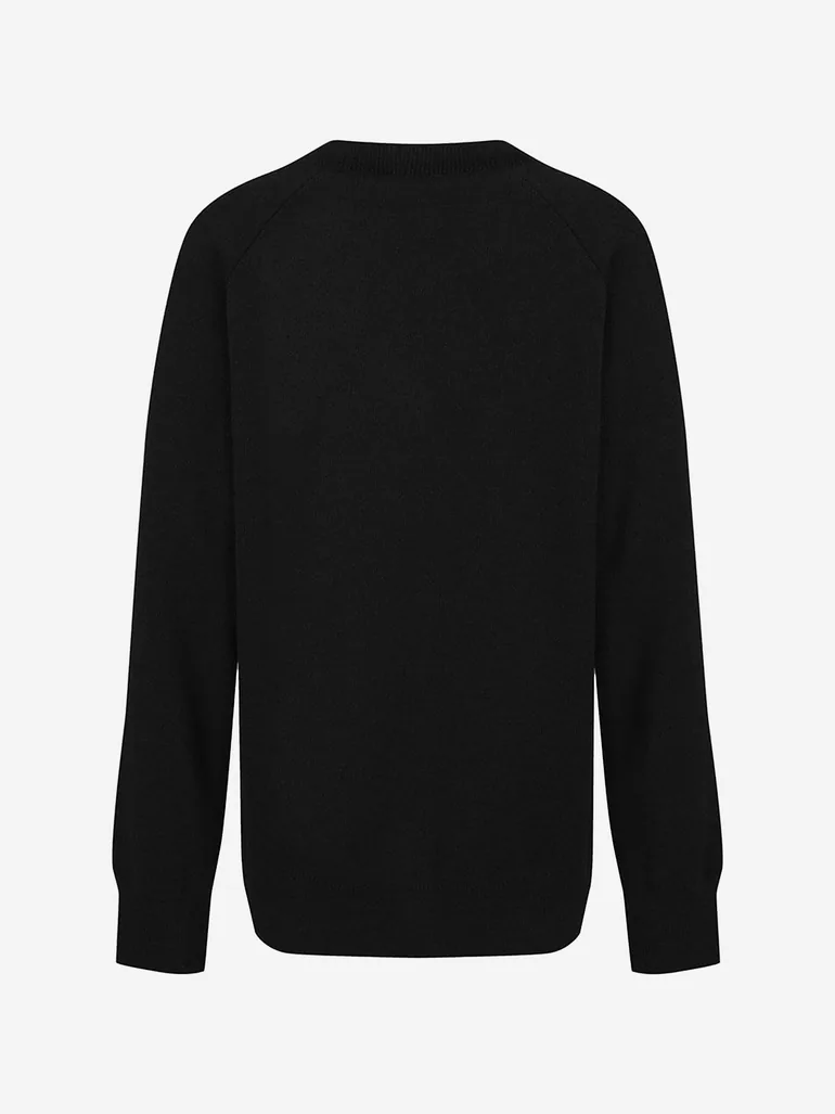 Kids School Cotton Mix Knitted V-Neck Jumper in Black - 1