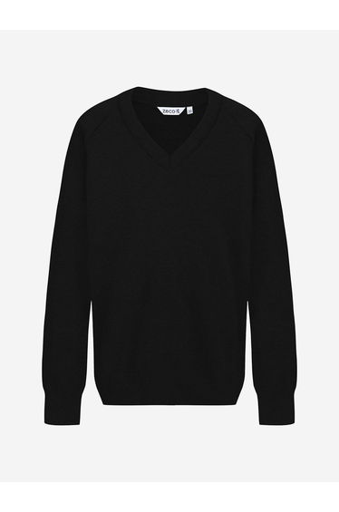 Kids School Cotton Mix Knitted V-Neck Jumper in Black