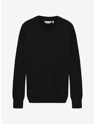 Kids School Cotton Mix Knitted V-Neck Jumper in Black