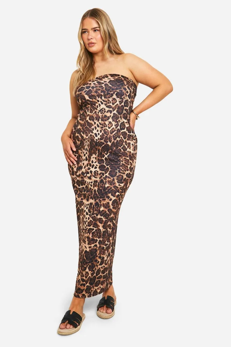 chinese dress ladies Sheer Ruched Chiffon Maxi Dress- Leopard Print