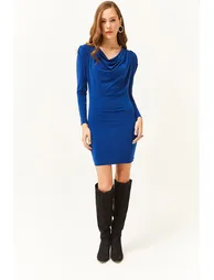 Olalook Navy Bodycon Mini Dress with Long Sleeves - 1