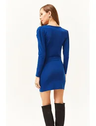 Olalook Navy Bodycon Mini Dress with Long Sleeves - 5