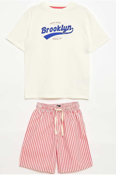 Short pajama set t-shirt + shorts - 2 pieces WHITE
