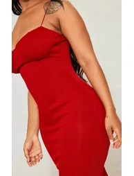 Shape Red Plisse Strappy Cup Detail Midaxi Dress - 3