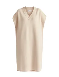 V-Neck Sleeveless Ribbed Jumper Dress - 1