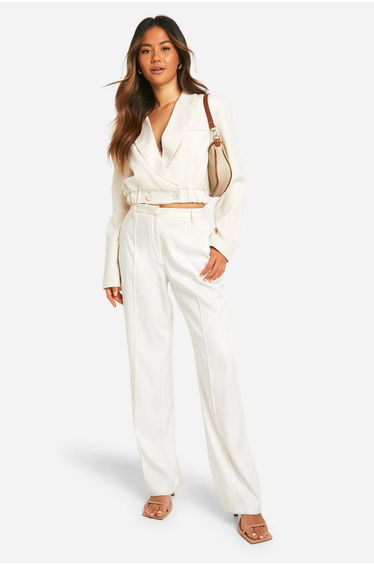 Elasticated Waist Tailored Longline Bomber - ecru