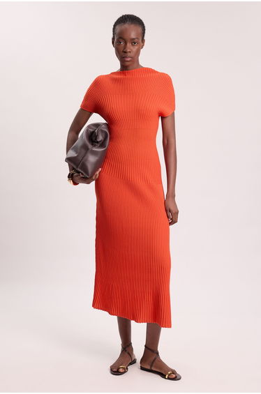 Stitch Detail Knit Midi Dress