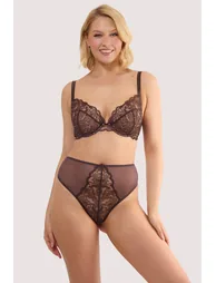 Sierra Brown Embroidery High Waist Thong - 2