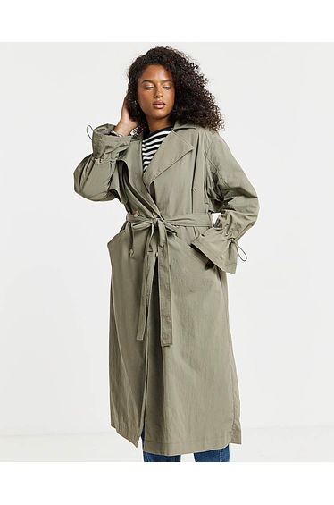Khaki Utility Midaxi Trench