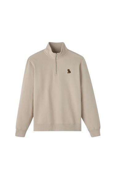 Brave Soul Mens Quarter Zip Sweatshirt - Light Stone
