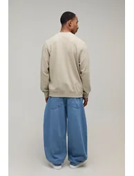 Panelled Rope Belted Barrel Fit Jeans - light blue - 2