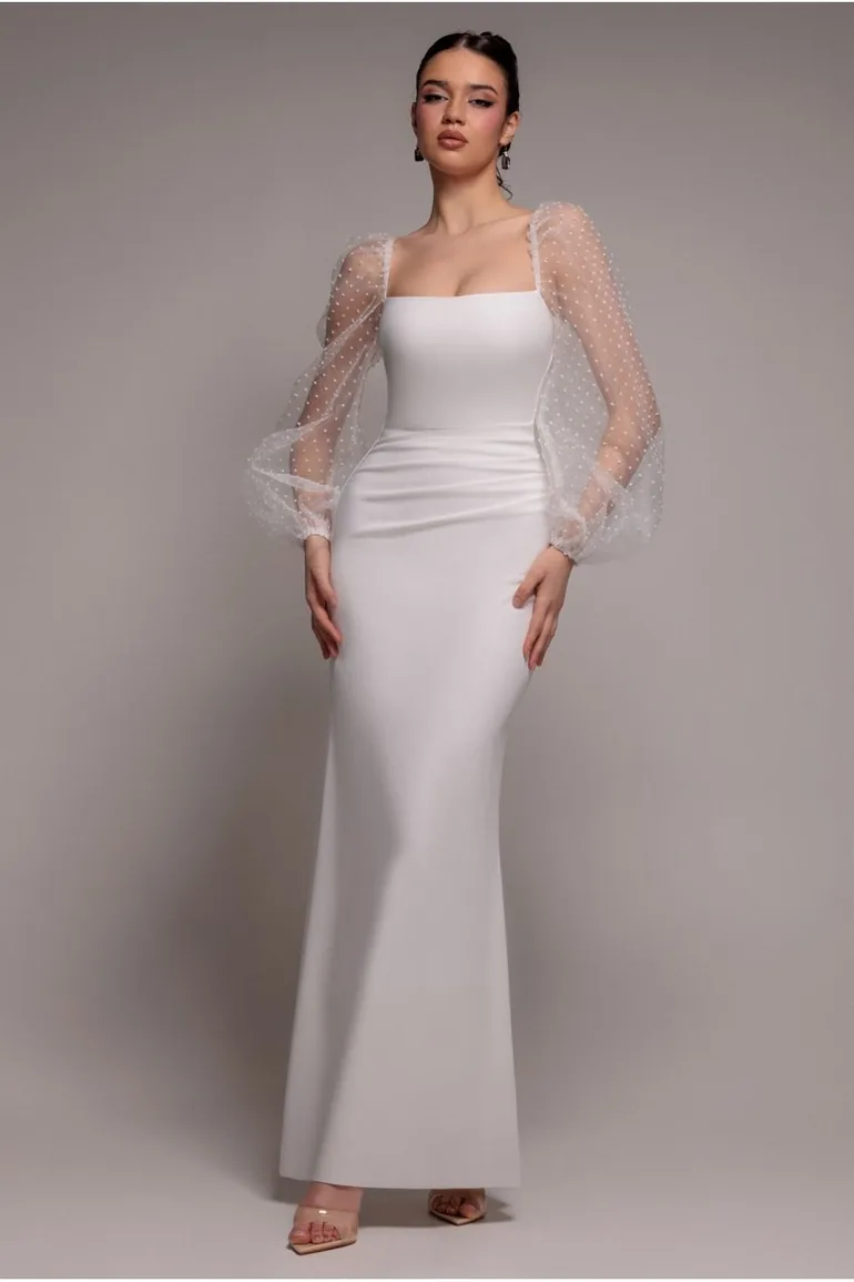 white dobby mesh dress ASOS EDITION Jessica embroidered dobby mesh wedding dress, Ivory