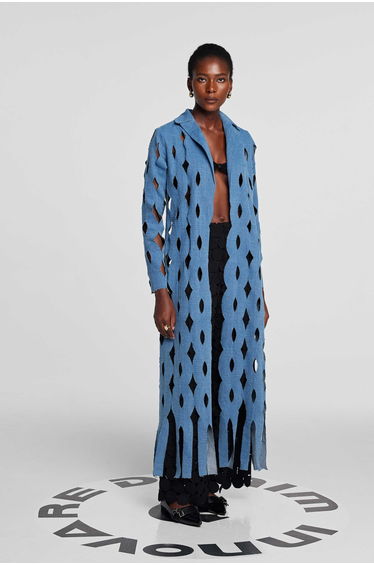 Lilly Geometric Cutout Denim Coat