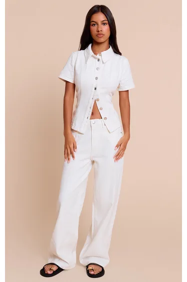 Petite White Mid Rise Straight Leg Jeans