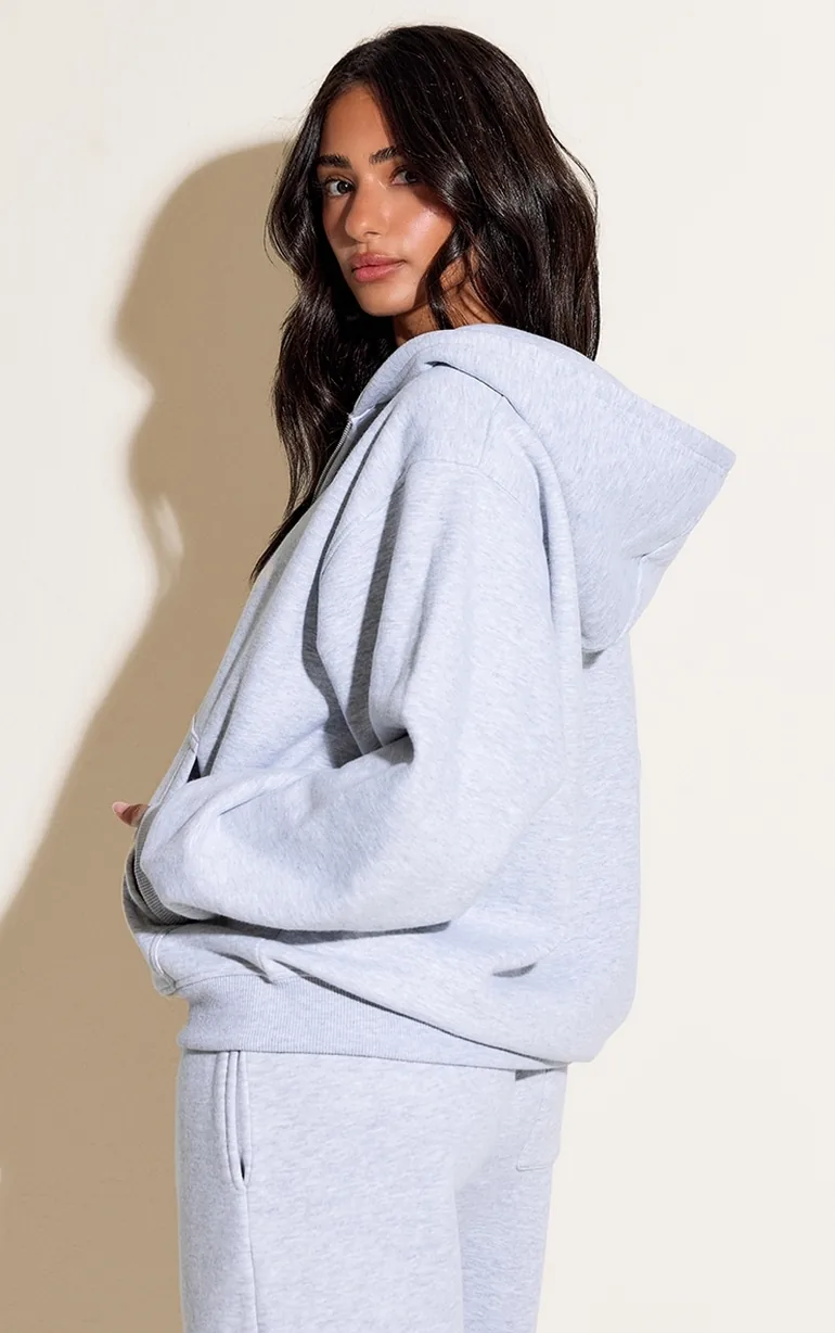 Petite Ash Grey Zip Through Hoodie - 1