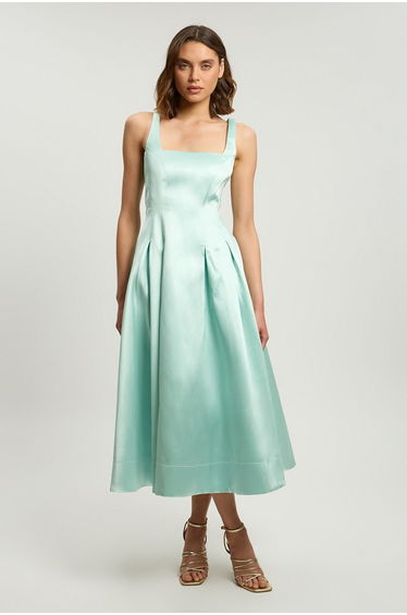 Twill Prom Woven Midi Dress