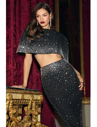 بلوزة كلوب ال لندن أسود قصيرة مزين بالخرز بلا أكمام - 5