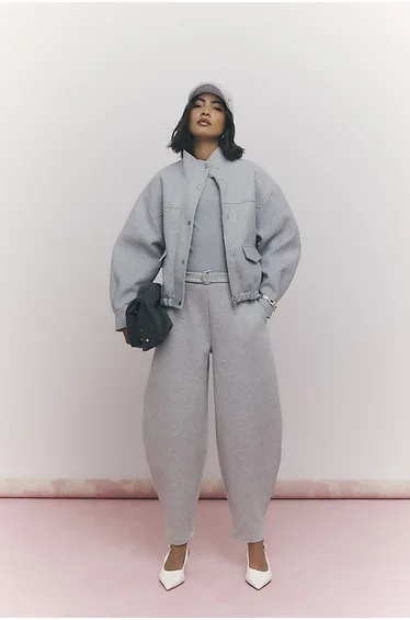 Grey Funnel Neck Bomber Jacket