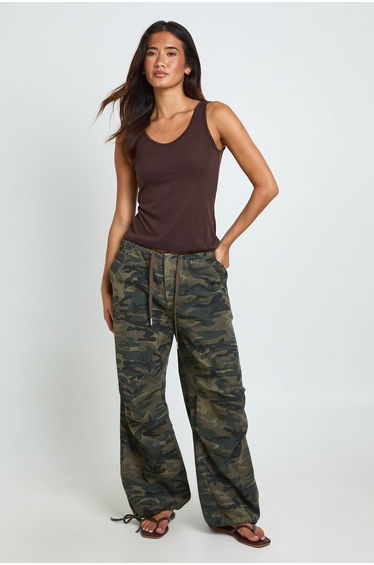 Slub Scoop Neck Vest - chocolate