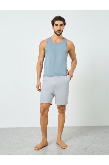 Men Blue Cotton Vest