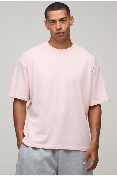 Basic Oversized Fit Crew Neck T-Shirt - dusty pink