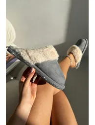 Lemonade Crystal Trim Cosy Slippers Grey - 4