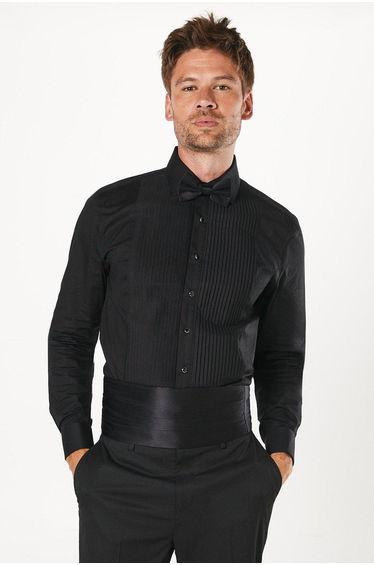 Pleat Front Slim Fit Dress Shirt