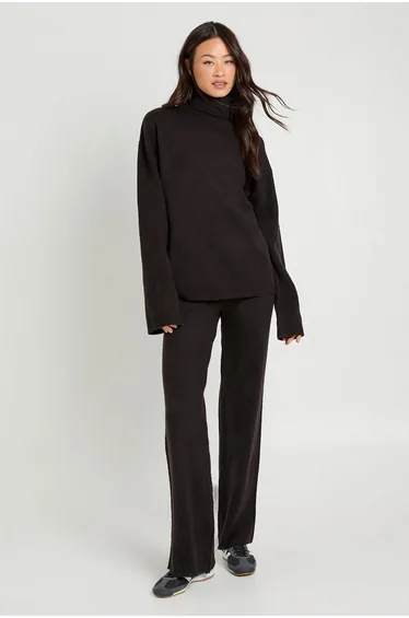 Tall Super Soft Roll Neck Oversized Jumper and Wide Leg Trouser Co-Ord