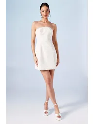 فستان قصير زفاف دانتيل بأكتاف مكشوفة مزين بالترتر مزين باللؤلؤ