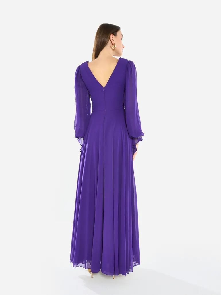 فستان ماكسي شيفون بكسرات - 5