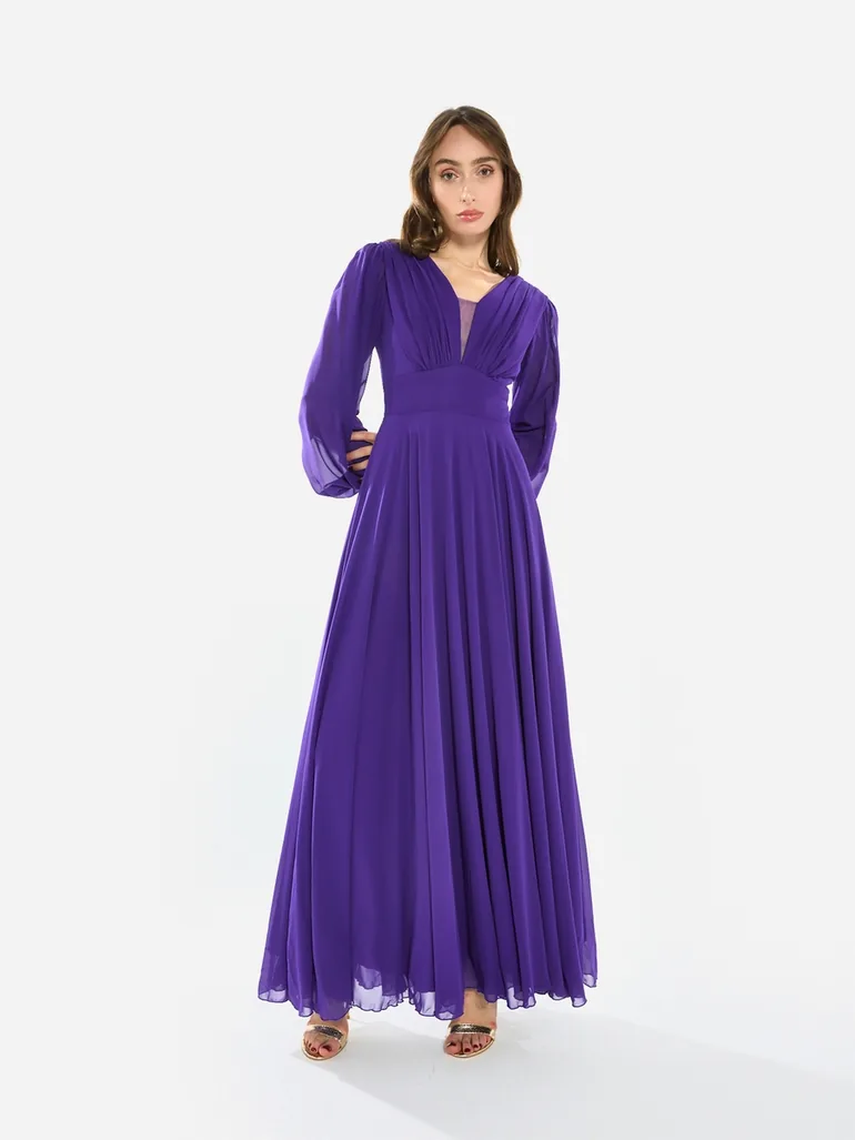 فستان ماكسي شيفون بكسرات