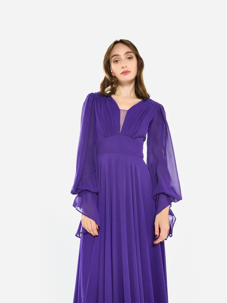 فستان ماكسي شيفون بكسرات - 4